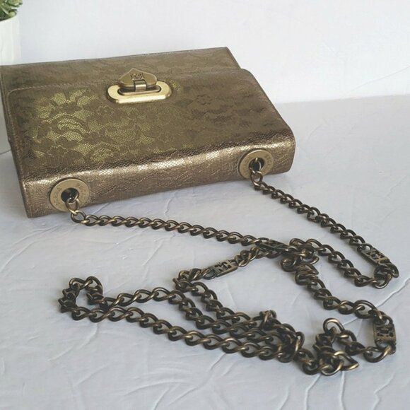 Escada Gold Python Snakeskin Lace Crossbody Bag / Luxury Handbag - Picture 7 of 16